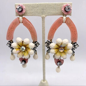 J. Crew Resin Glitter Sequin Jeweled Beaded Drop Earrings